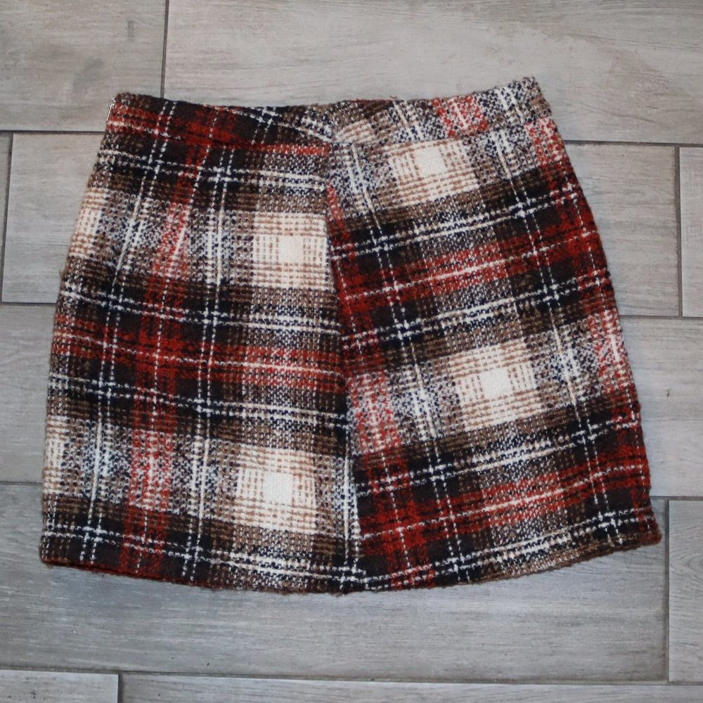 Forever 21 Furry Plaid Contemporary Short Skirt